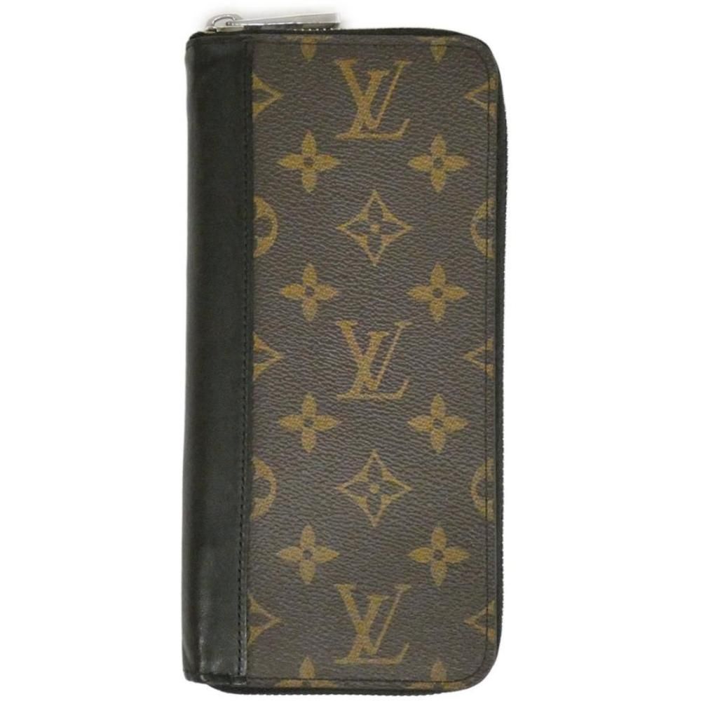 Louis Vuitton Monogram Macassar Zippy Wallet Vertical Brown x Black